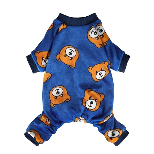 Fitwarm Süßer Bären-Hunde-Pyjama, Hundekleidung für kleine Hunde, Jungen und Mädchen, Fleece-Haustier-Einteiler mit Füßen, Königsblau, Braun, Größe XL Fitwarm Süßer Bären-Hunde-Pyjama, Hundekleidung für kleine Hunde, Jungen und Mädchen, Fleece-Haustier-Einteiler mit Füßen, Königsblau, Braun, Größe XL von Fitwarm