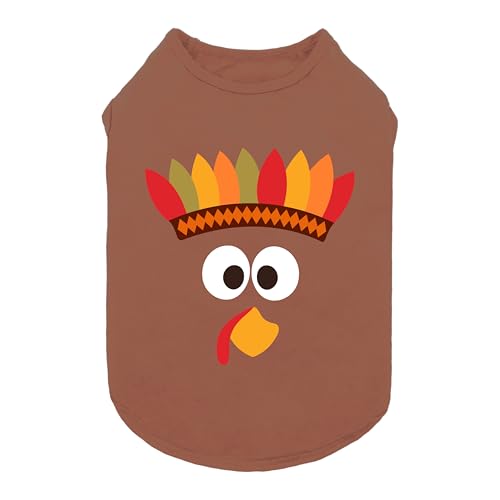 Fitwarm Türkeigesichts-Hunde-Shirt, Thanksgiving-Outfit für kleine Hunde, Jungen und Mädchen, Haustierbekleidung, Braun, Größe M Fitwarm Türkeigesichts-Hunde-Shirt, Thanksgiving-Outfit für kleine Hunde, Jungen und Mädchen, Haustierbekleidung, Braun, Größe M von Fitwarm
