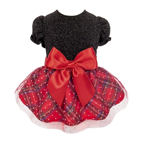 Fitwarm Weihnachtliches Hundekleid mit Puffärmeln, elegantes Hunde-Weihnachts-Outfit, Hundekleidung für kleine Hunde und Mädchen, Haustierbekleidung, Schwarz, Rot, XXS Fitwarm Weihnachtliches Hundekleid mit Puffärmeln, elegantes Hunde-Weihnachts-Outfit, Hundekleidung für kleine Hunde und Mädchen, Haustierbekleidung, Schwarz, Rot, XXS von Fitwarm