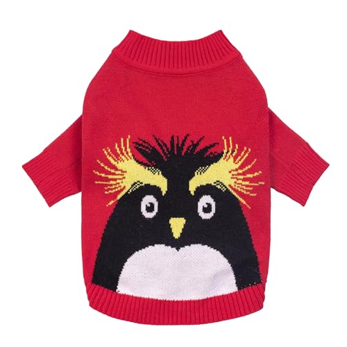 Fitwarm Weihnachtspullover für kleine Hunde, Pinguin-Motiv, Thermo-Winterkleidung für kleine Hunde, hässliches Weihnachtsoutfit für Hunde, Pullover, Urlaub, Haustierbekleidung, Schwarz, Rot, Weiß von Fitwarm