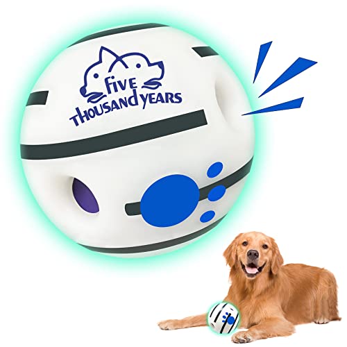 Großer Wackel-Hundespielzeugball, interaktives Hundespielzeugball, quietschender Hundespielzeugball, drinnen und draußen, sicheres Geschenk für mittelgroße und große Hunde von Five Thousand Years