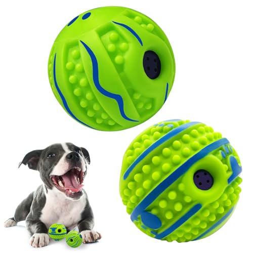 Hundespielzeug mit lustigem Klang, interaktives Hundespielzeug, Ball, quietschender Hundespielzeug, Ball zum Trainieren der Zahnreinigung, Herdenbälle, für drinnen und draußen, sicheres Geschenk für von Five Thousand Years