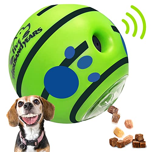 Wackelnder Leckerli-Ball für Hunde, interaktives Hundespielzeug, Ball, Hunde-Puzzle-Leckerli-Spielzeug, Quietschspielzeug für Kauer, langlebiger Kicherball für kleine, mittelgroße und große Hunde von Five Thousand Years