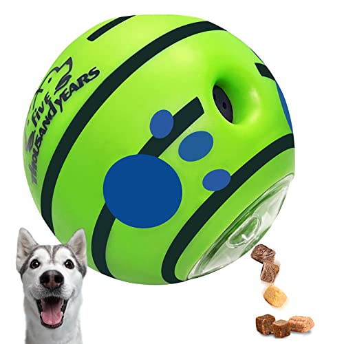 Wackelnder Leckerli-Ball für Hunde, interaktives Hundespielzeug, Ball, Hunde-Puzzle-Leckerli-Spielzeug, Quietschspielzeug für Kauer, langlebiger Kicherball für kleine, mittelgroße und große Hunde von Five Thousand Years