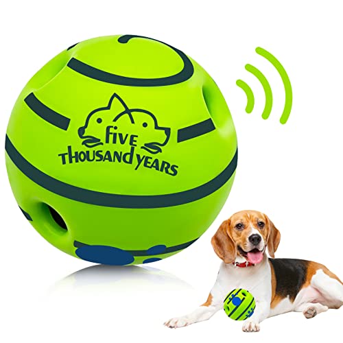 Interaktiver Hundespielzeug-Ball, schütteln, macht Gigi-Sound, quietschender Hundespielzeug, Ball, Kauball zum Trainieren der Zahnreinigung, Herding-Bälle, für drinnen und draußen, sicheres Geschenk von Five Thousand Years