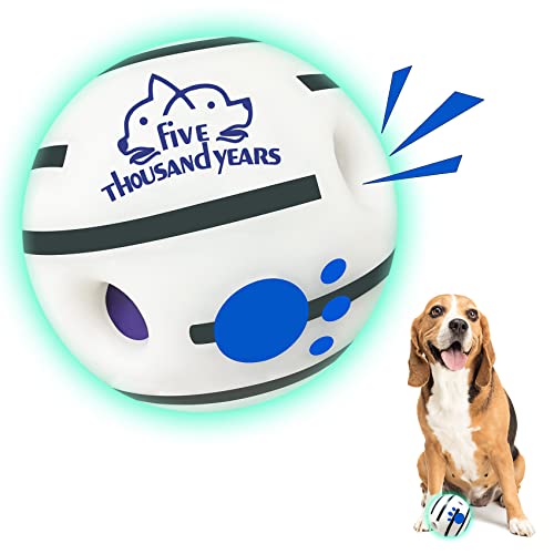 Wobble Giggle Hundeball, interaktives Hundespielzeugball, quietschender Hundespielzeugball, sicheres Geschenk für kleine, mittelgroße und große Hunde von Five Thousand Years