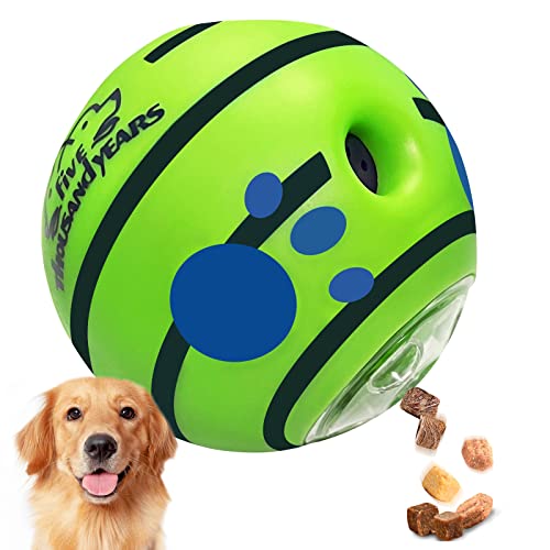 Wobble Giggle Leckerli-Ball, interaktives Hundespielzeug, Leckerli-Spender, Hundespielzeug, quietschendes Spielzeug für aggressive Kauer, langlebiger Kichernball für mittelgroße und große Hunde von Five Thousand Years