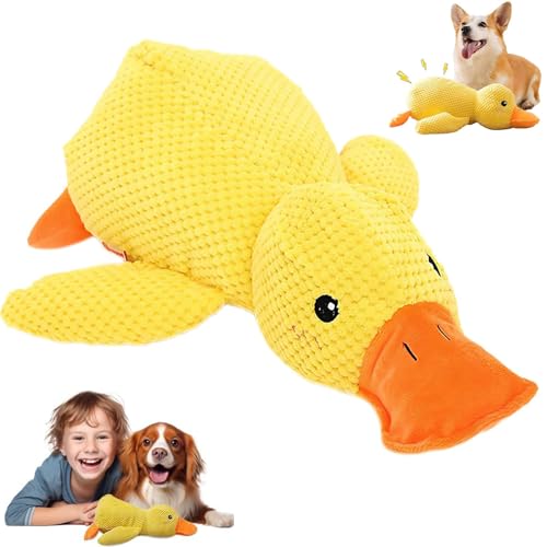 FiveMileBro Anti Stress Ente Für Hunde, Hundespielzeug Ente, Quietschendes Plüschtier, Süßes Beruhigungs Spielzeug für Welpen & Hunde, Interaktives Kuscheltier (25x22cm) von FiveMileBro