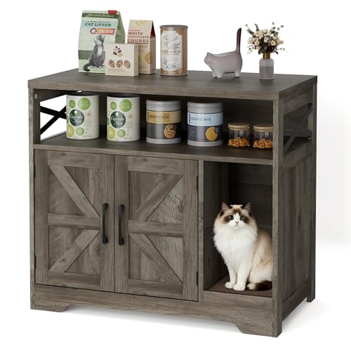 FiveWillowise Katzenklo Schrank, Katzenhaus Holz, Katzenschrank mit Tür, Versteckte Katzentoilette mit Kratzmatte für Katzen, Indoor-Katzenhaus, Beistelltisch, 79 x 43 x 72.5 cm, Grau FiveWillowise Katzenklo Schrank, Katzenhaus Holz, Katzenschrank mit Tür, Versteckte Katzentoilette mit Kratzmatte für Katzen, Indoor-Katzenhaus, Beistelltisch, 79 x 43 x 72.5 cm, Grau von FiveWillowise