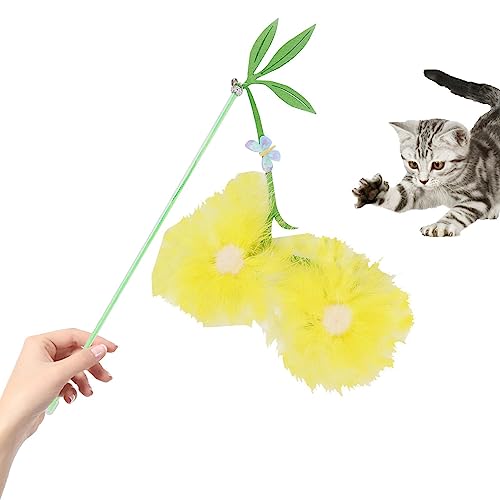 Fivetoo Katzen-Teaser-Zauberstab | Interaktives Spielzeug mit Blumenfederglocke - Weiches Katzenspielzeug für Haustiere, Tierkliniken, Katzencafés, Tierhandlungen von Fivetoo
