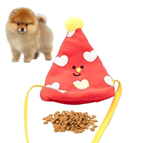 Fivetoo Schnüffelspielzeug für Hunde,Niedliches Beißspielzeug mit Geburtstagsmütze und Stimme | Pet Supplies Hundespielzeug mit Geräuschen, verstellbares Reinigungs-Kautrainingsspielzeug, Zubehör von Fivetoo