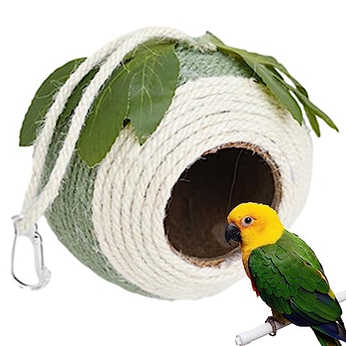 Kokosnuss-Vogelhaus | Kokosnusshaus für Vögel,Vogelhaus aus natürlicher Kokosnussschale, handgewebtes Vogelnest für Papageien, Schwalben, Konuren, Spatzen Fivetoo von Fivetoo
