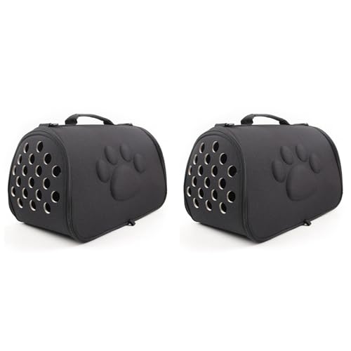 Fivetwofive 2X Hunde Katze Faltbare Tier Halterung KäFig Faltbare Welpen Hand Tasche Trage Heimtier Bedarf Transport ZubehöR Schwarz von Fivetwofive