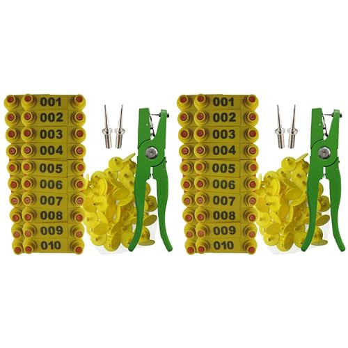 Fivetwofive 2X Ohr Marken Ohr Marken Schaf Markierungs Applikator 001-100 Ohr Marken für Das Ziegen Identifikations Kit Ohr Marken - Gelb von Fivetwofive