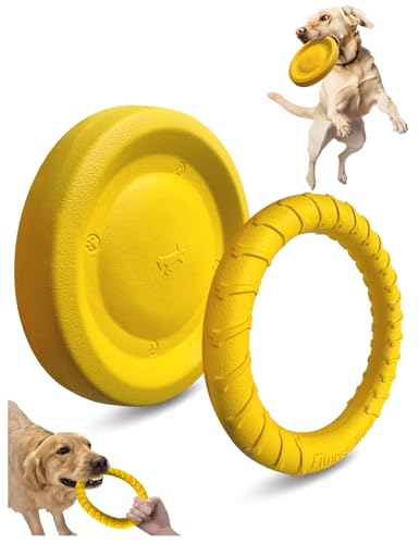 Fizzest Hundespielzeug, weich, unzerstörbar, für aggressive Kauer, mittelgroße und große Hunde (1 Fliegenscheibe + 1 Ring) von Fizzest
