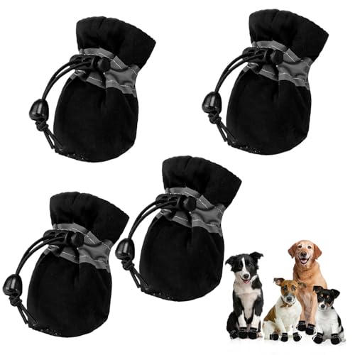 Wasserdichte Hundeschuhe: 2 Paar strapazierfähige Hundestiefel für Verletzungen, Pfotenschutz, rutschfeste Sohlen, verstellbare Riemen für Hunde mit Füßen bis zu 5 cm Länge und 4 cm Breite Wasserdichte Hundeschuhe: 2 Paar strapazierfähige Hundestiefel für Verletzungen, Pfotenschutz, rutschfeste Sohlen, verstellbare Riemen für Hunde mit Füßen bis zu 5 cm Länge und 4 cm Breite von Fizzix