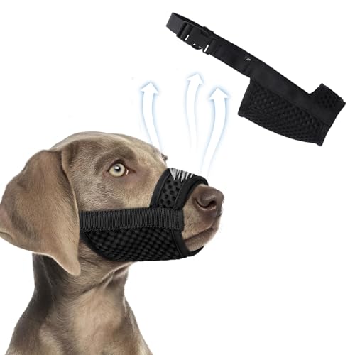 Atmungsaktiver Netz-Hundemaulkorb, weicher Maulkorb für kleine, mittelgroße und große Hunde, verstellbar, Anti-Bellen, Kauen, ermöglicht Hecheln Trinken (Schwarz, XS) von Fjquamitix