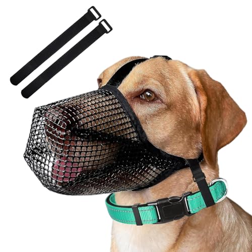 Fjquamitix Maulkorb für Hunde, weicher Netzmaulkorb für kleine, mittelgroße und große Hunde mit Klettverschlüssen, verhindert das Fressen, Beißen, Kauen, Mundschutz (XS) von Fjquamitix