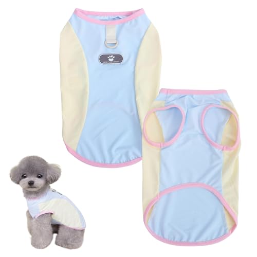 Fjquamitix Verstellbare, atmungsaktive, schnell trocknende Hundeweste für den Sommer, hält Haustiere bei heißem Wetter kühl und bequem (Blau/Rosa, 1,8–8,2 kg) (Blau, XXL) von Fjquamitix