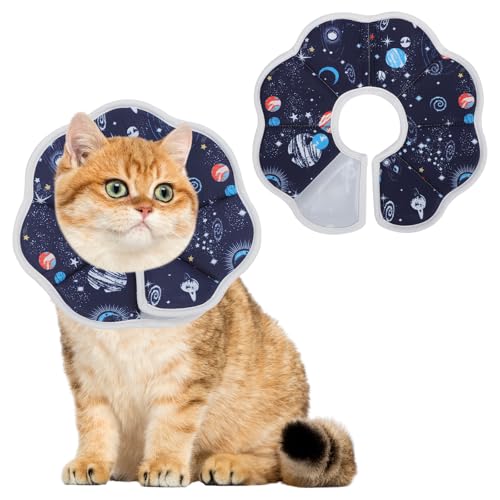 Halskrause Katze Weich & Wasserdicht, Katzenkragen nach OP - Halskrausen für Katzen & Hunde, Einstellbar mit Klett, 3 Größen (XS, S, M) von Fjquamitix