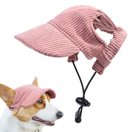 Tai Hunde-Sonnenkappe, Sommerhut für Hunde, Sonnenschutz, verstellbar, Baseballmütze, Visier mit Ohrlöchern für Haustiere (Rosa, M) von Fjquamitix