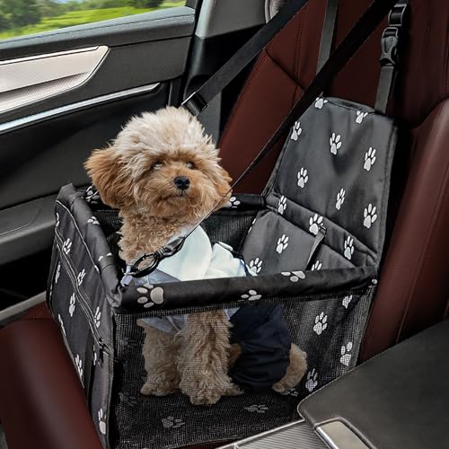 Flagest Hunde Autositz Verstärkt Hundesitz Auto, Oxford Atmungsaktiv Waschbare Hundeautositz, Faltbar Hundekorb fürs Auto für Hunde Katzen Andere kleine Haustiere, 40 * 32 * 24cm (Pfotenabdruck) von Flagest