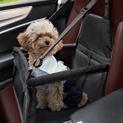 Flagest Hunde Autositz Verstärkt Hundesitz Auto, Oxford Atmungsaktiv Waschbare Hundeautositz, Faltbar Hundekorb fürs Auto für Hunde Katzen Andere kleine Haustiere, 40 * 32 * 24cm (Schwarz) von Flagest