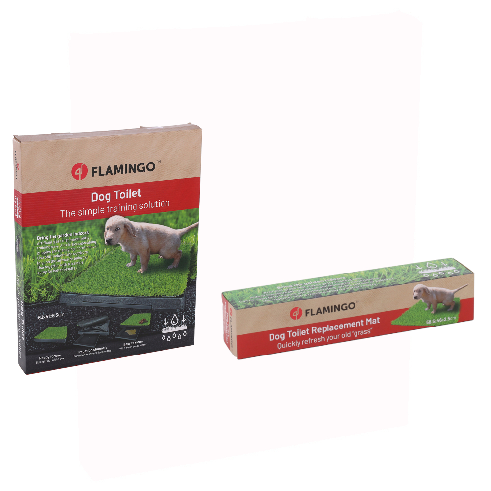FLAMINGO Hundetoilette mit Kunstrasen - Toilettenbox & Rasenmatte + Ersatz-Rasenmatte von Flamingo