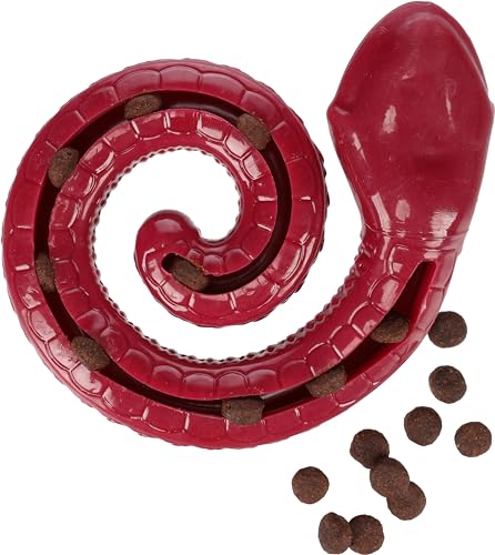 Flamingo Sneaky Snake – Snackspielzeug für Hunde – Bordeaux – 17 × 16,2 × 4,3 cm – Aus TPR mit Squeaker – Befüllbar für interaktives Spiel von Flamingo
