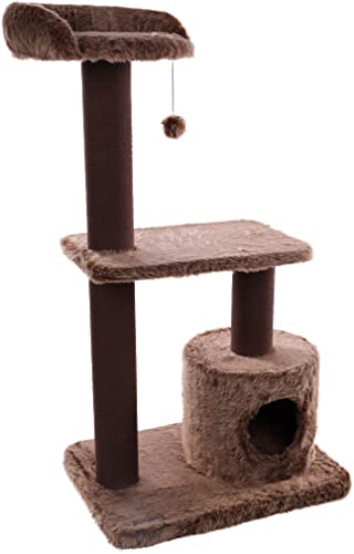 Flamingo Kratzbaum Hathi – Braun – 78 x 49,5 x 121 cm – Die größte Auswahl an hochwertigen Kratzsäulen mit Plattformen, Versteckplätzen und Kratzstämmen aus Sisal von Flamingo