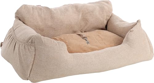 Flamingo Autostoel Megan - Beige, 82 x 60 x 30 cm, Komfort und Sicherheit für große Hunde wie Labrador, Golden Retriever, Deutscher Schäferhund, Rottweiler usw. von Flamingo