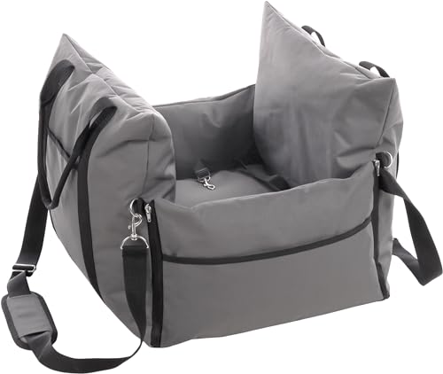 Flamingo Bobba 3-in-1 Autositz für Hunde, 56 x 56 x 42 cm, stehend, Abnehmbarer Boden, Verstellbarer Innengurt, Grau von Flamingo