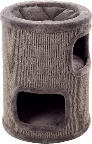 Flamingo Kratztonne Enes – Grau, Small (56 cm) | Kompakte Kratz- & Kuscheloase für Katzen! von Flamingo