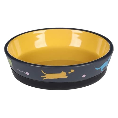 Flamingo Futter- UND TRINKNAPF Katze Rani Keramik GELB RUND Anti-RUTSCH 320ML 14,5x3,5CM von Flamingo