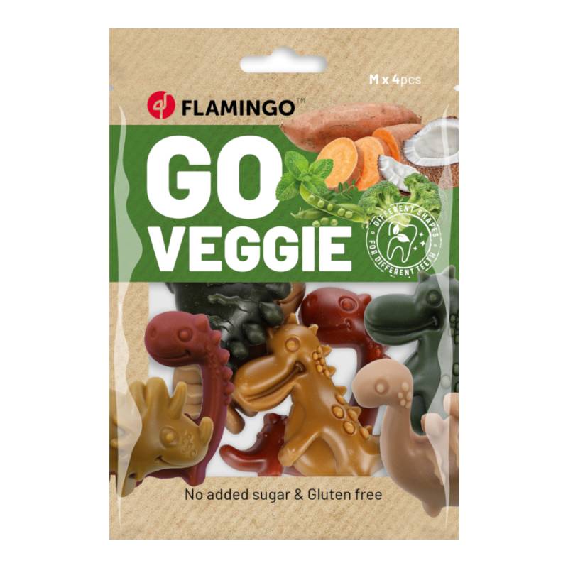 Flamingo Go Veggie Dinosaurier Mix - 120 g (4 Stück) von Flamingo
