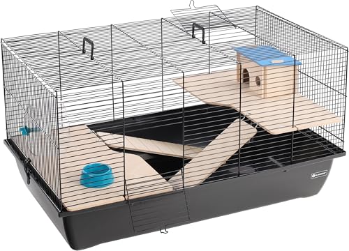 Flamingo Hamsterkäfig Chipper – Schwarz – 77,5 x 47 x 42 cm | Geräumig, funktional & komfortabel! von Flamingo
