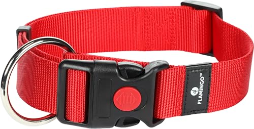 Flamingo Halsband für Hund Ziggi rot XL - 55-75cm 40mm - Stufenlos verstellbar - Mit zugentlastung - Klickschnalle mit Sicherheitsschloss Flamingo Halsband für Hund Ziggi rot XL - 55-75cm 40mm - Stufenlos verstellbar - Mit zugentlastung - Klickschnalle mit Sicherheitsschloss von Flamingo