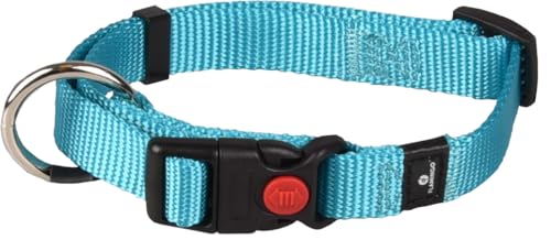 Flamingo Halsband für Hund Ziggi türkis S - 30-45cm 15mm - Stufenlos verstellbar - Mit zugentlastung - Klickschnalle mit Sicherheitsschloss von Flamingo