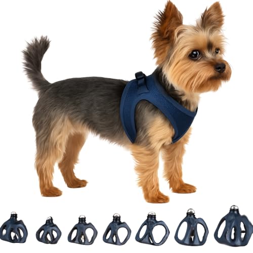 Hundegeschirr - hundegeschirr kleine Hunde - 28–30cm A. Brust / 30–32cm B. Bauch - Flamingo Harness Step&Go Bento Dunkelblau XS von Flamingo