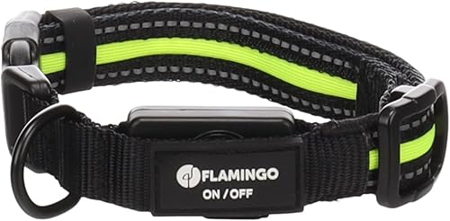 Flamingo Halsband Flitzy – Schwarz/Gelb, Größe S (30-40 cm), Fluo für Sichtbarkeit im Dunkeln, Verstellbar & Reflektierend Flamingo Halsband Flitzy – Schwarz/Gelb, Größe S (30-40 cm), Fluo für Sichtbarkeit im Dunkeln, Verstellbar & Reflektierend von Flamingo