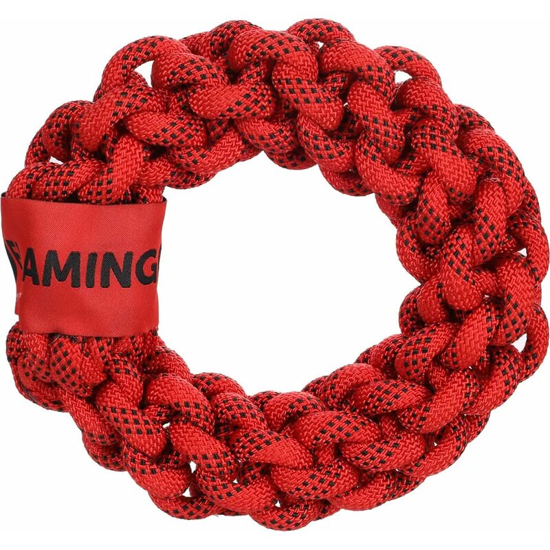 Flamingo Hundespielzeug Vokas Seil Ring Rot/Schwarz Ø 20cm von Flamingo