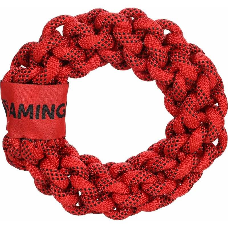 Flamingo Hundespielzeug Vokas Seil Ring Rot/Schwarz Ø 20cm von Flamingo