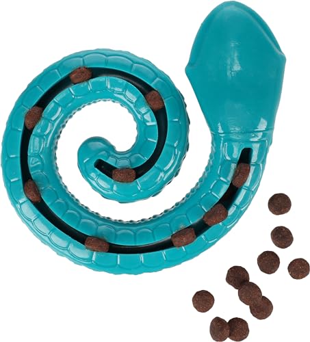 Flamingo Sneaky Snake – Snackspielzeug für Hunde – Türkis – 17 × 16,2 × 4,3 cm – Aus TPR mit Squeaker – Befüllbar für interaktives Spiel von Flamingo