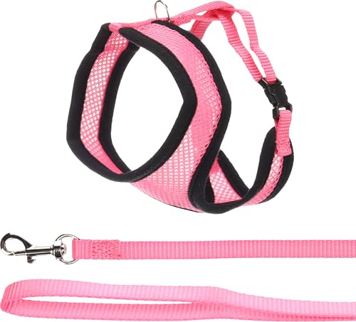 Flamingo Katzen-Geschirr mit Leine Harms – Rosa – Größe A: 32 cm, B: 36–48 cm, C: 110 cm x 10 mm x 2 mm – Verstellbares Nylon-Geschirr mit atmungsaktivem Mesh – Für normalgroße Katzen von Flamingo
