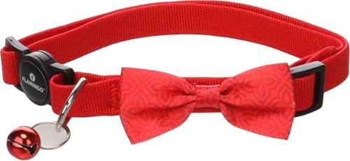 Flamingo Katze Halsband mit Schleife Castor Rot 20-35cm 10mm von Flamingo