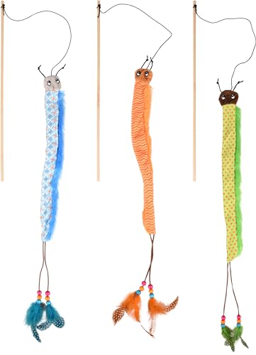 Flamingo Katzenspielzeug – Katzenangel Kirk mit Raupe 40cm – Mehrfarbig – Keine Farbauswahl möglich – Holz mit Textil, Knister, Bändern und Federn Flamingo Katzenspielzeug – Katzenangel Kirk mit Raupe 40cm – Mehrfarbig – Keine Farbauswahl möglich – Holz mit Textil, Knister, Bändern und Federn von Flamingo