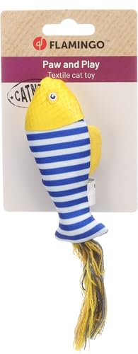 Flamingo Katzenspielzeug Strellow Fisch – Gelb, 14 × 7 × 3 cm | Interaktiv, Reizvoll & Katzengerecht! von Flamingo