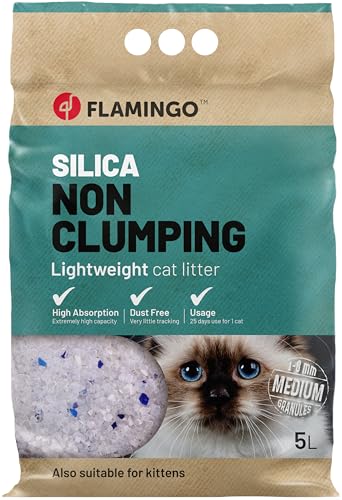 Flamingo Katzenstreu – Granulat Medium – 5L für 6 Wochen – neutralisiert unangenehme Gerüche – auch für Kätzchen - schnell absorbierend von Flamingo