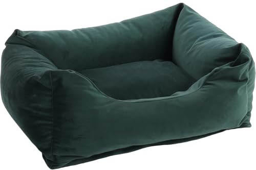 Flamingo Ergonomisches Hundebett Elena Rechteckig Grün – A: 65 cm, B: 50 cm, C: 20 cm, Antislip, Waschbar, Zart, Luxuriös und Stilvolles Design von Flamingo