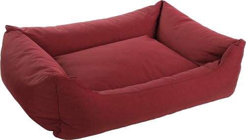 Flamingo Hundebett Genève Rechteckig Bordeaux – A: 100 cm, B: 80 cm, C: 25 cm, Waschbar, Antislip, Zart, Luxuriös und Stilvoll, Passt In Jedes Interieur! von Flamingo